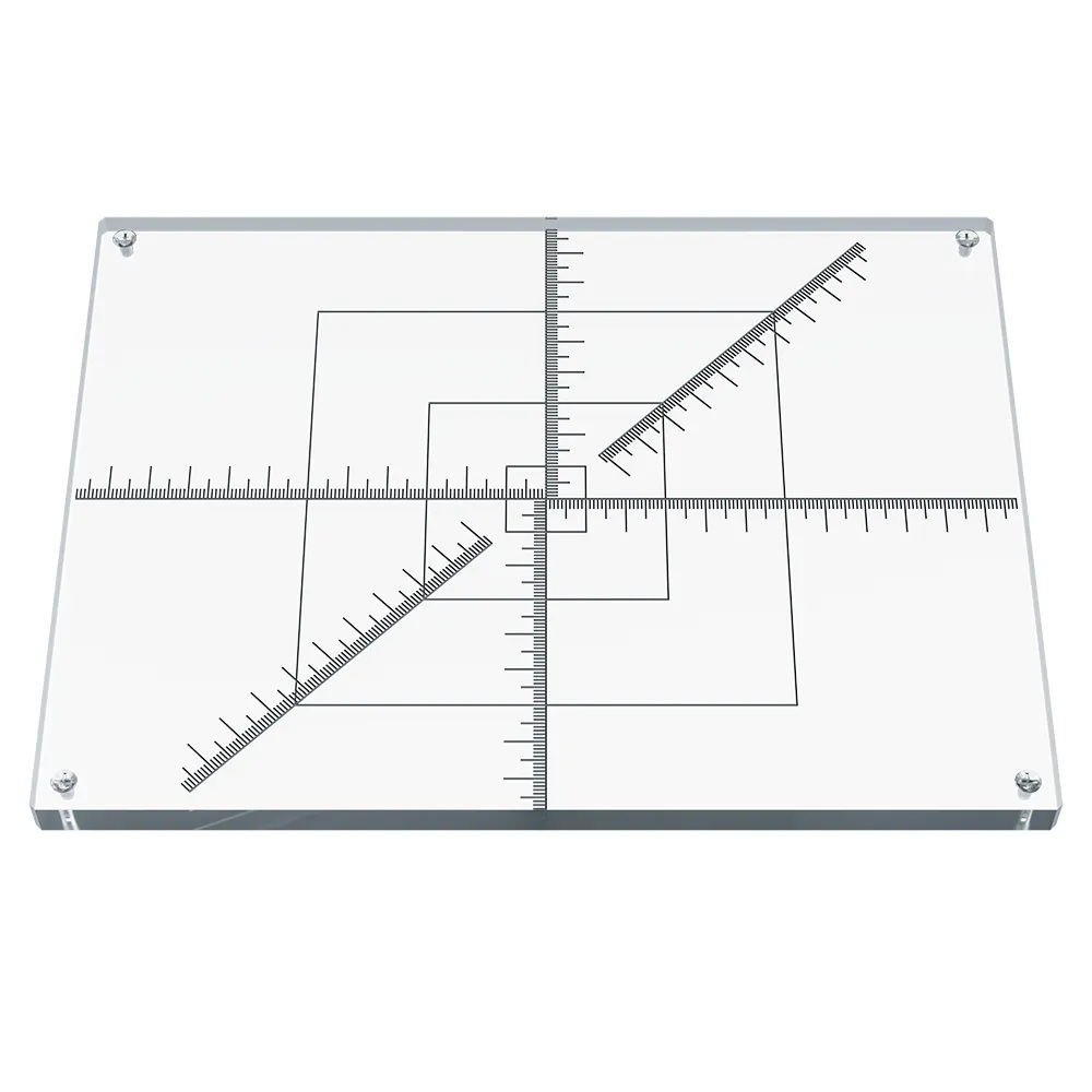 A rectangular transparent plate containing a grid with scales.