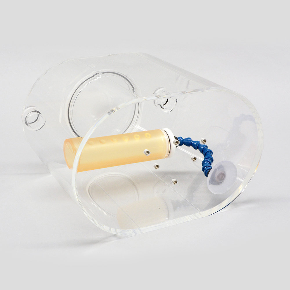 PH-49 colon unit mounted in the water-fillable acrylic container