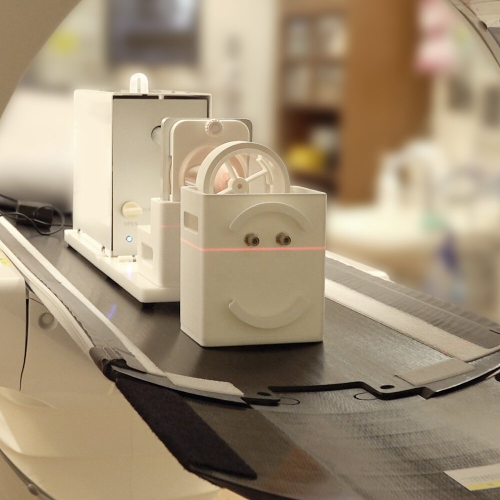 PH-82 Dynamic Cardiac CT Phantom positioned for CT imaging