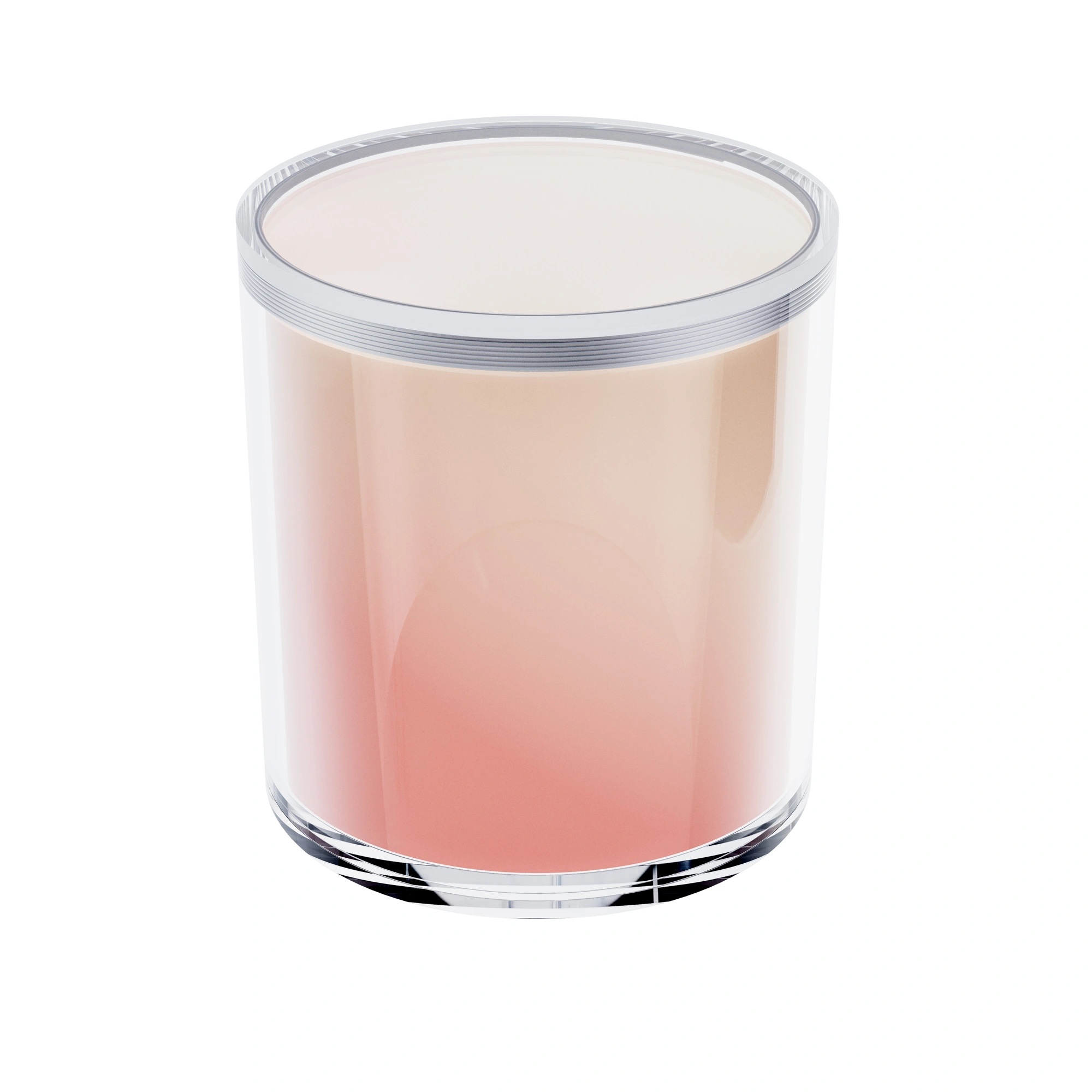 A transparent plastic cylinder with a screw-off lid filled with an orange-reddish substance.