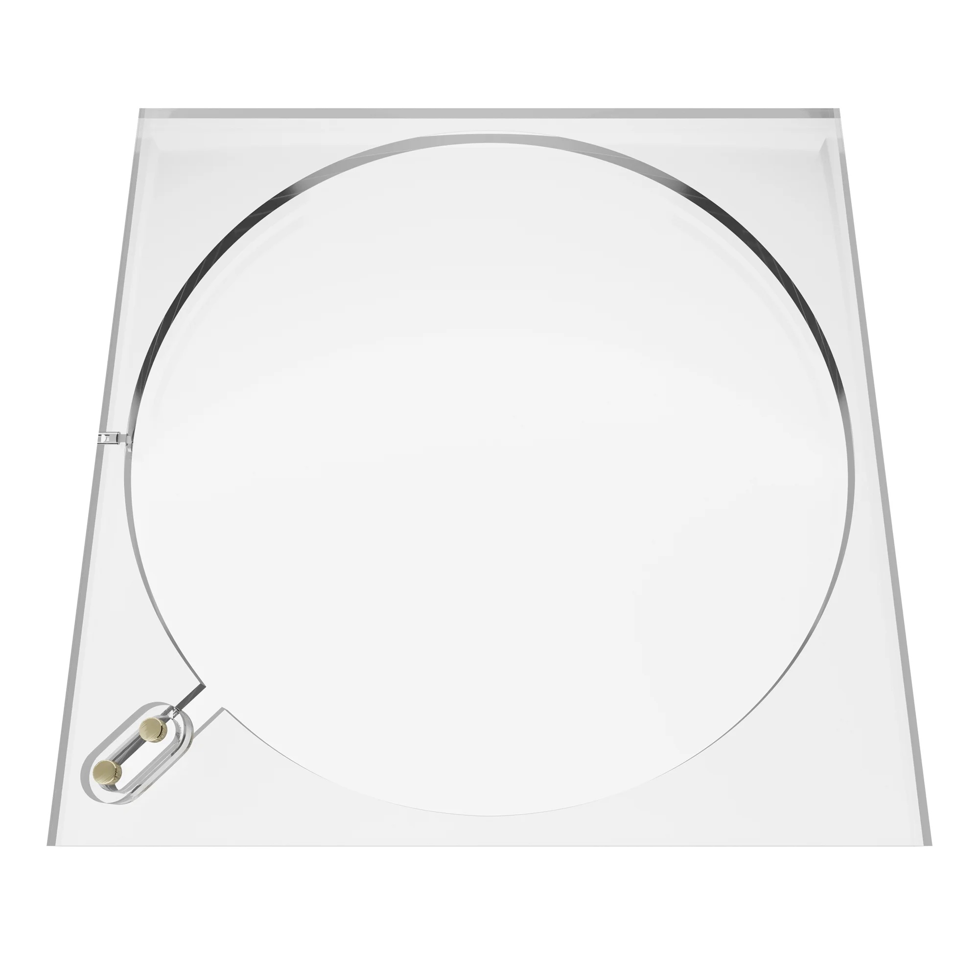 A transparent PMMA square board with a round cavity inside that can be filled with water.