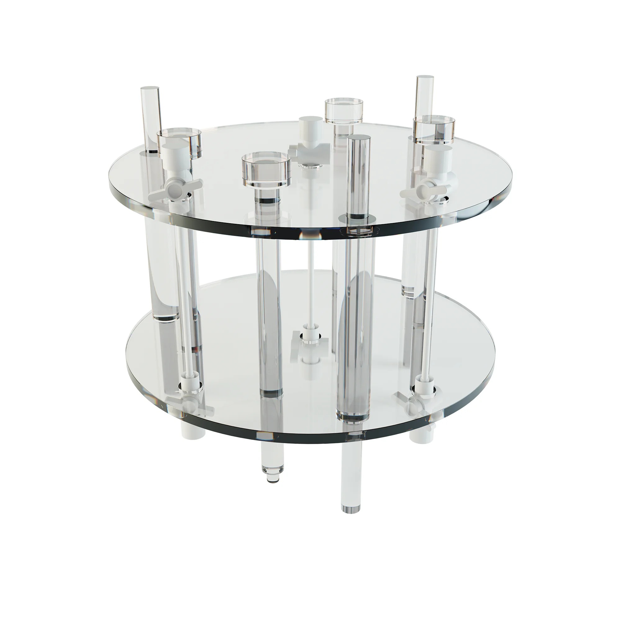 A module made of two transparent disks connected together with rods.