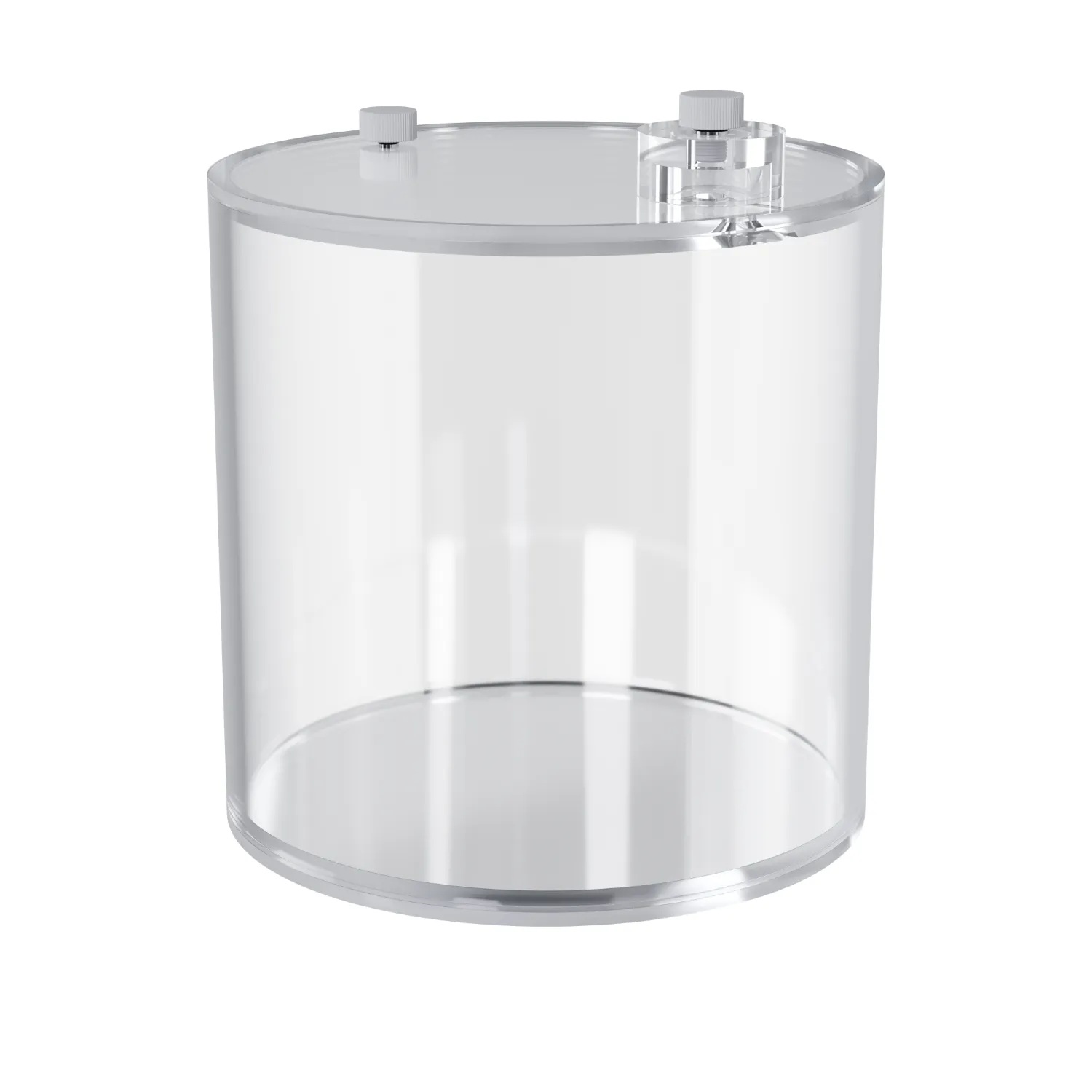 Acrylic transparent cylindrical tank.