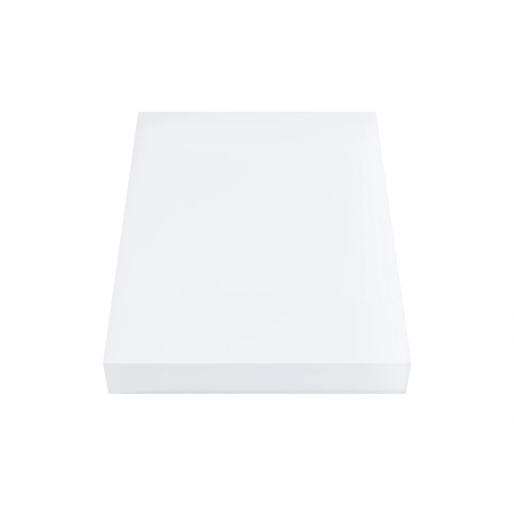 A rectangular block made of sanded transparent plastic.