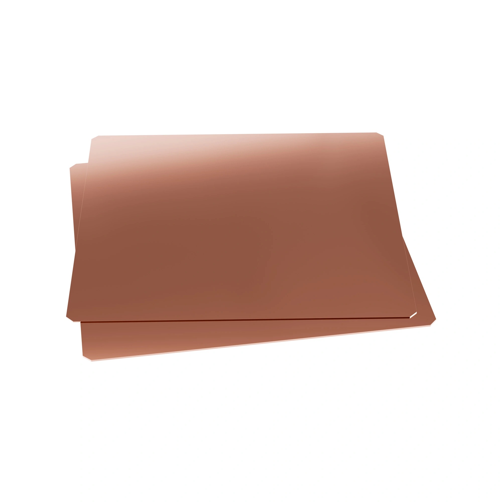 Two square, thin copper plates.