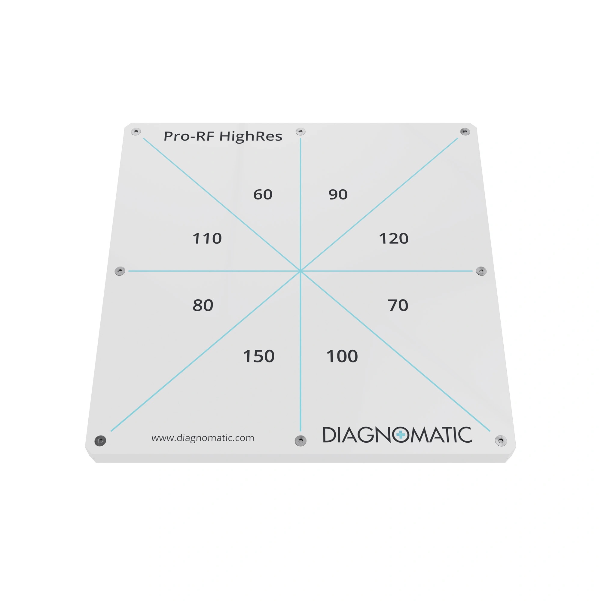 A flat square object made of white plastic with a printed top surface.