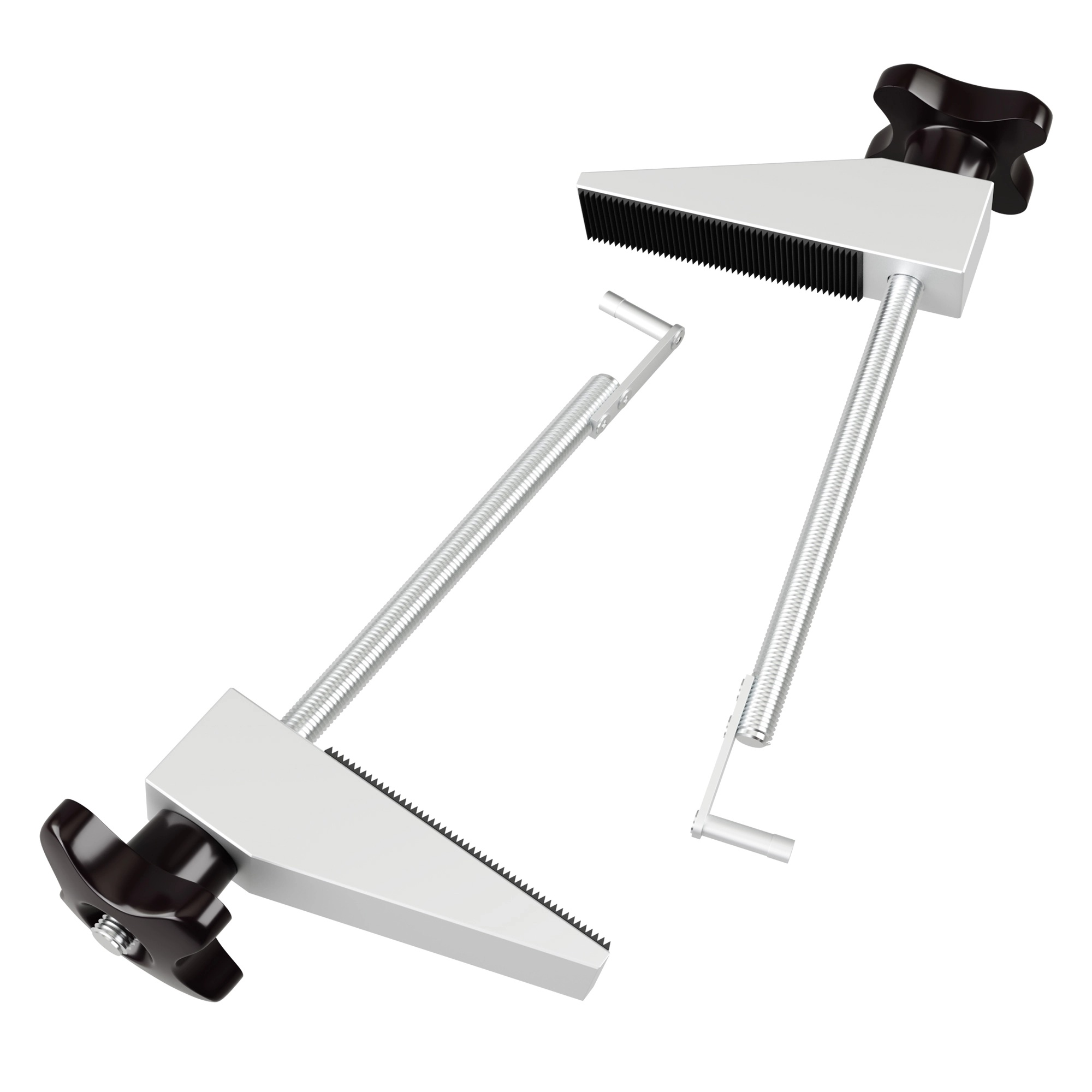 A trapezoidal aluminium element that constitutes the tool head connected to the adjustable rod.