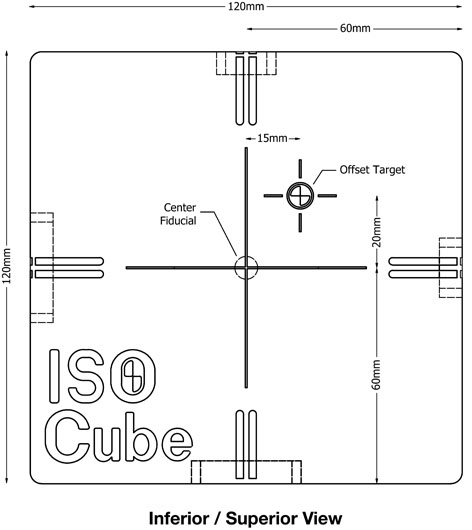 CIRS 023 Cube Phantom Diagram - Inferior / Superior View