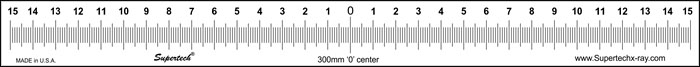 Supertech 300mm '0' Center Acrylic Radiopaque Ruler