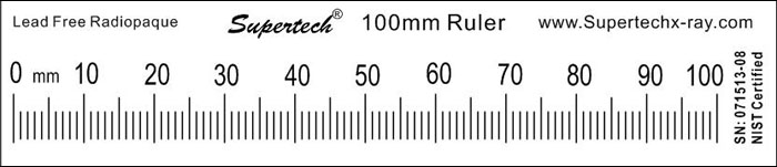 Supertech 100mm, NIST Certified Acrylic Radiopaque Ruler