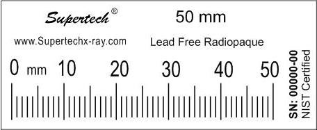 Supertech 50mm, NIST Certified Acrylic Radiopaque Ruler