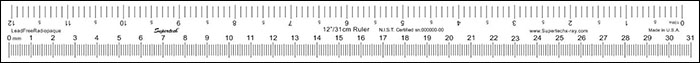 12"/31cm Dual Scale Acrylic NIST Certified Radiopaque Ruler