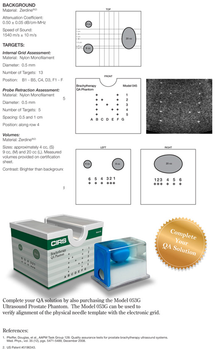 Brachytherapy Ultrasound QA Phantom CIRS 045 Specs